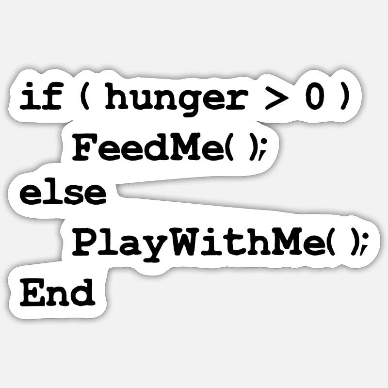 Feed Me Play With Me Javascript Baby Bodysuit - Sticker taille S (10 x 10 cm) - blanc mat