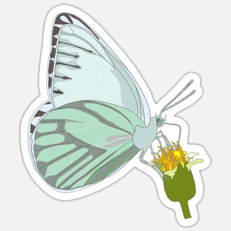Papillon avec fleur Sticker taille S (10 x 10 cm)