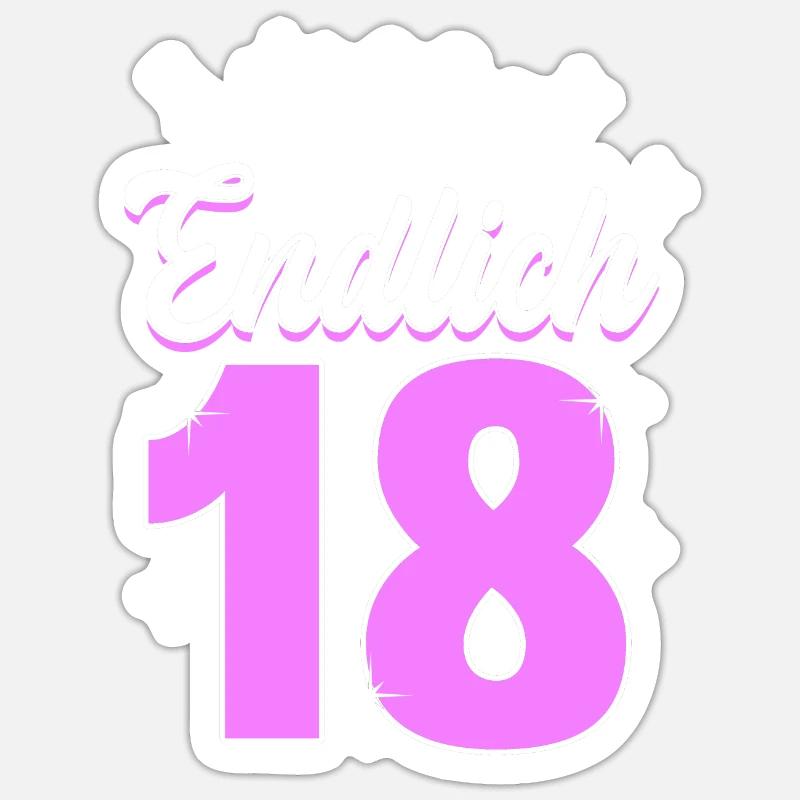 Endlich 18 - Sticker Größe S (10 x 10 cm) - Mattweiß