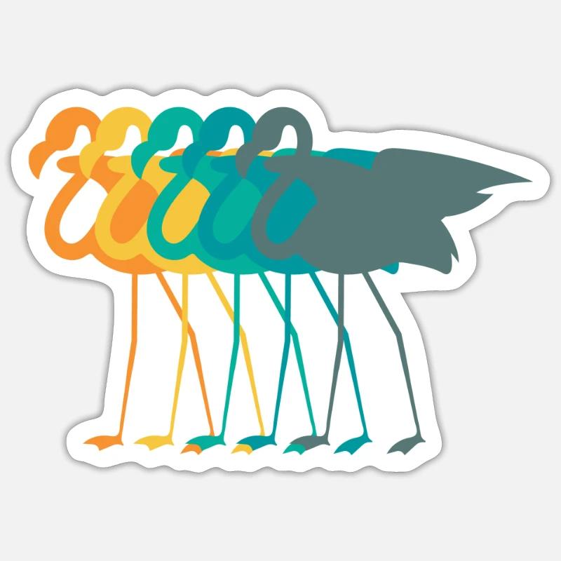 Flamingo Retro - Sticker Größe S (10 x 10 cm) - Mattweiß