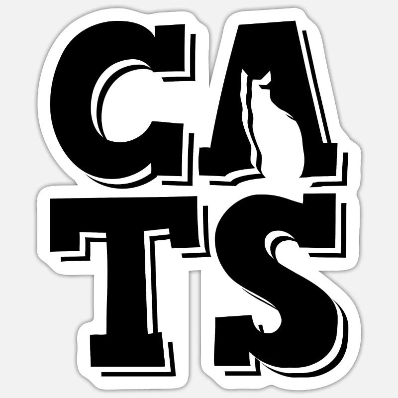 chat chat ants - Sticker taille S (10 x 10 cm) - blanc mat
