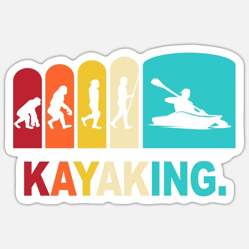 Kayaking Evolution Kajak Kanu Kajakfahrer - Sticker Größe S (10 x 10 cm) - Mattweiß