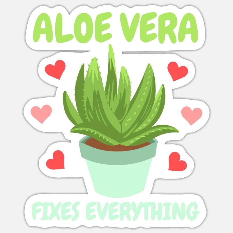 Aloe Vera Succkulente - Sticker taille S (10 x 10 cm) - blanc mat