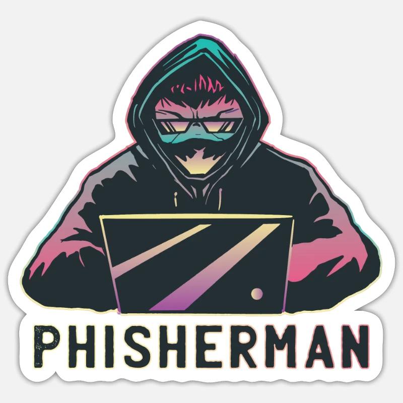 Hacker Phisherman Phishing Design als Geschenk Sticker Größe S (10 x 10 cm)
