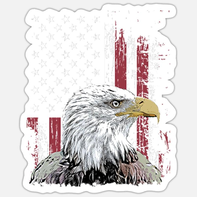 Independence Eagle American Flag Eagle - Sticker taille S (10 x 10 cm) - blanc mat