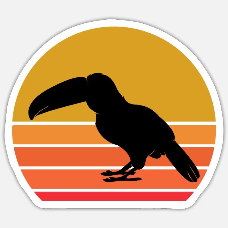 Retro Sonne Tukan Vogel Geschenkidee - Sticker Größe S (10 x 10 cm) - Mattweiß