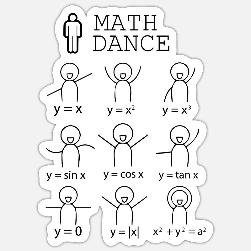 Formule cadeau école de danse math profession - Sticker taille S (10 x 10 cm) - blanc mat