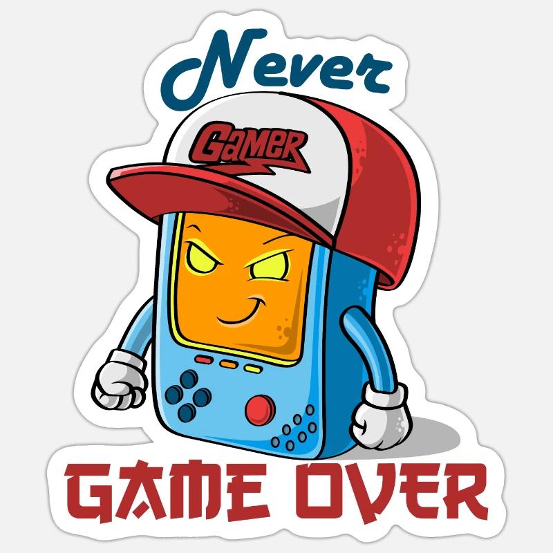 Never Game over - Sticker taille S (10 x 10 cm) - blanc mat