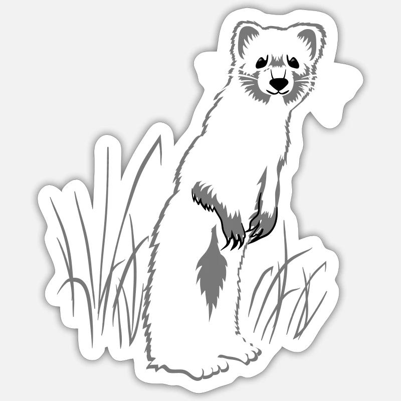 La belette dans la prairie Sticker taille S (10 x 10 cm)