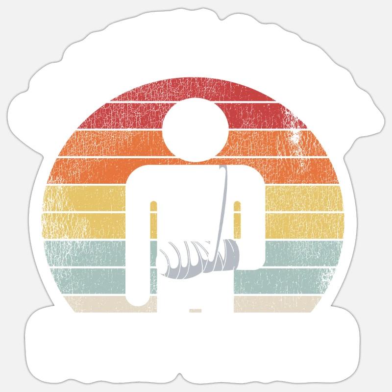 Broken Arm Gravity Check Completed Get Well Soon Sticker size S (10 x 10 cm)