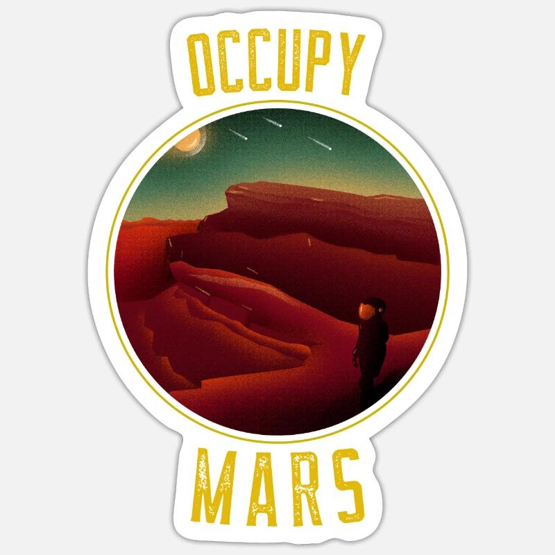 Occuper Mars - Sticker taille S (10 x 10 cm) - blanc mat