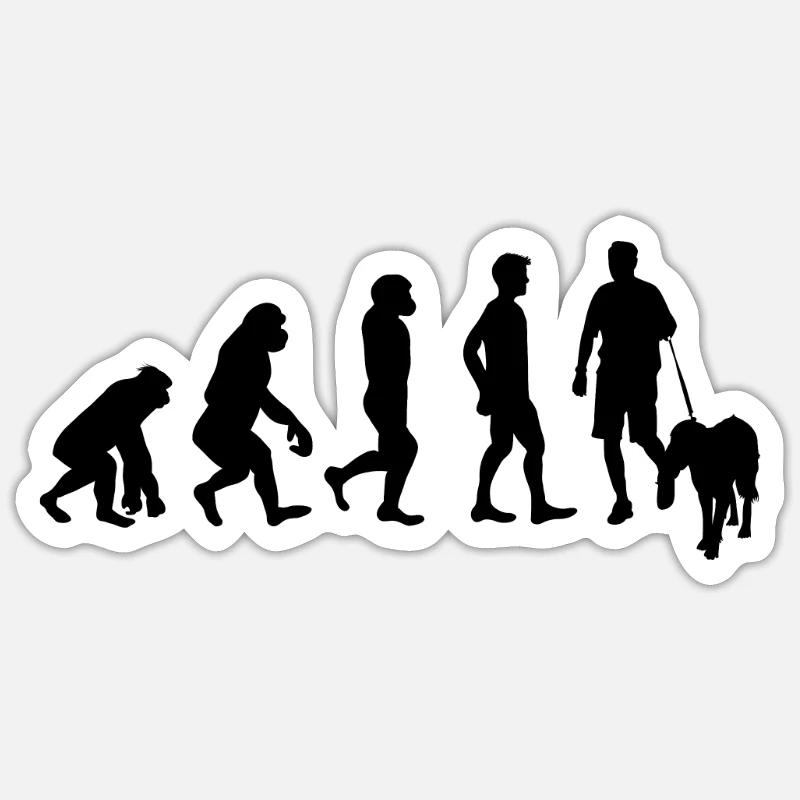 Hundehalter Hund Evolution - Sticker Größe S (10 x 10 cm) - Mattweiß