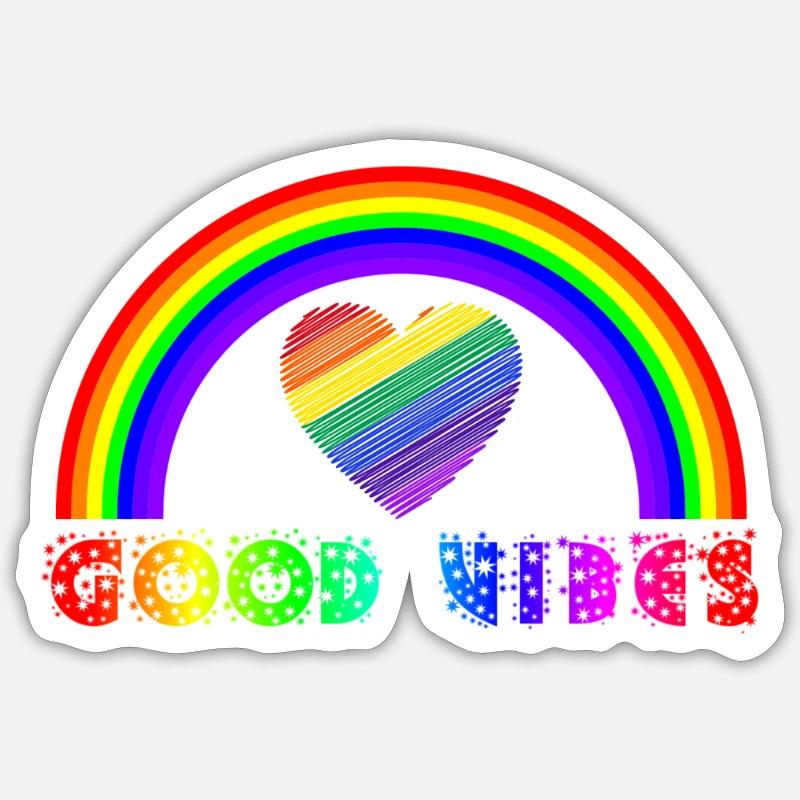 Regenbogen, Regenbogen, Regenbogen, Regenbogen, Regenbogen - Sticker Größe S (10 x 10 cm) - Mattweiß