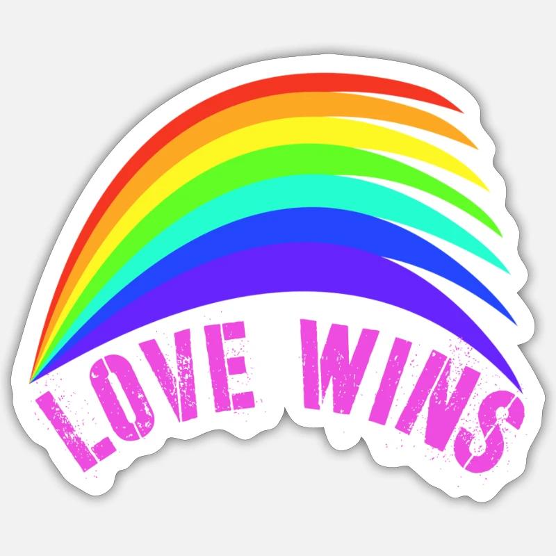 Regenbogen, Regenbogen, Regenbogen, Regenbogen, Regenbogen - Sticker Größe S (10 x 10 cm) - Mattweiß