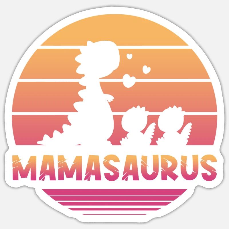 Mamasaurus - Sticker taille S (10 x 10 cm) - blanc mat