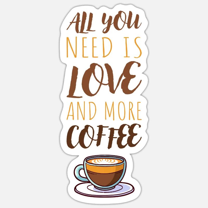 Café - Sticker taille S (10 x 10 cm) - blanc mat