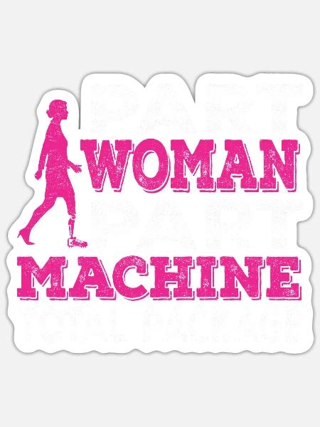 Teil Frau Teil Maschine Amputierte Prothese Bein - Sticker Größe S (10 x 10 cm) - Mattweiß