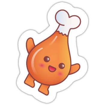 Happy Hot Dog - Food Kawaii Design - Sticker size S (10 x 10 cm) - white matte - Front