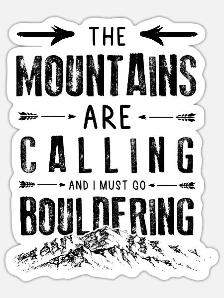 Mountains Calling Bouldering Eisklettern - Sticker Größe S (10 x 10 cm) - Mattweiß