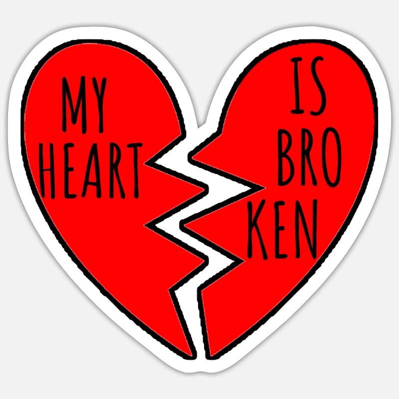 broken heart - Sticker taille S (10 x 10 cm) - blanc mat