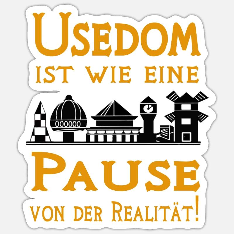 Usedom Pause - Sticker taille S (10 x 10 cm) - blanc mat