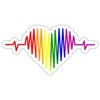 LGBT Herzschlag Regenbogen LGBT Pride Gay Pride - Sticker Größe S (10 x 10 cm) - Mattweiß - Vorne