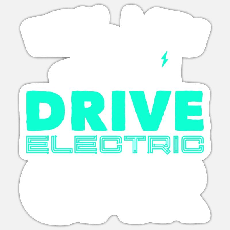 E Voiture électrique vert - Sticker taille S (10 x 10 cm) - blanc mat