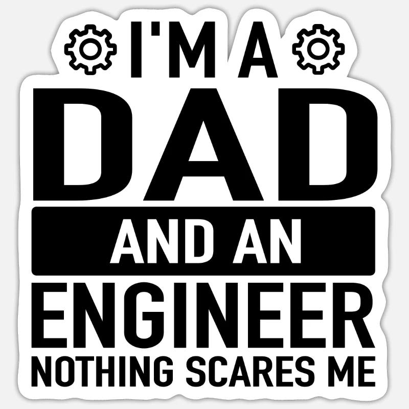 Ingenieur Vater Engineering Engineers Engineer Dad - Sticker Größe S (10 x 10 cm) - Mattweiß