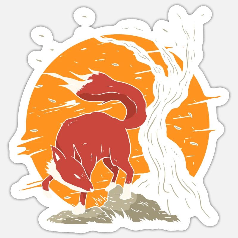 Kitsune Anime Red Fox Gift - Sticker size S (10 x 10 cm) - white matte