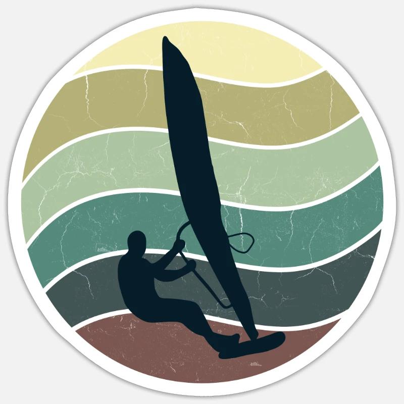 Windsurfer Windsurf - Sticker taille S (10 x 10 cm) - blanc mat
