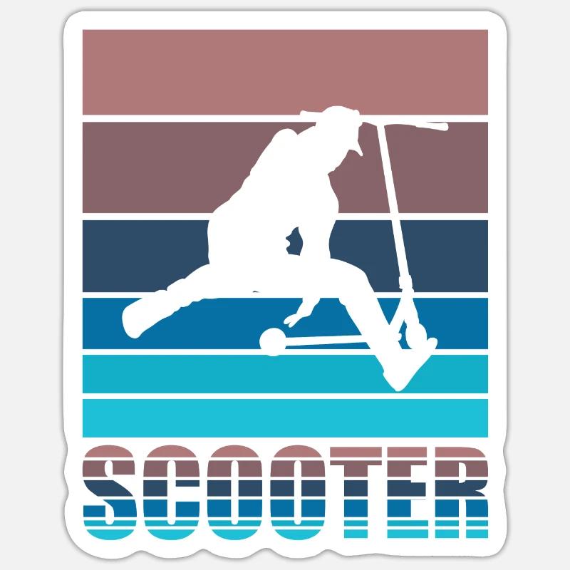 Scooter Stunt Tretroller Roller Geschenkidee - Sticker Größe S (10 x 10 cm) - Mattweiß