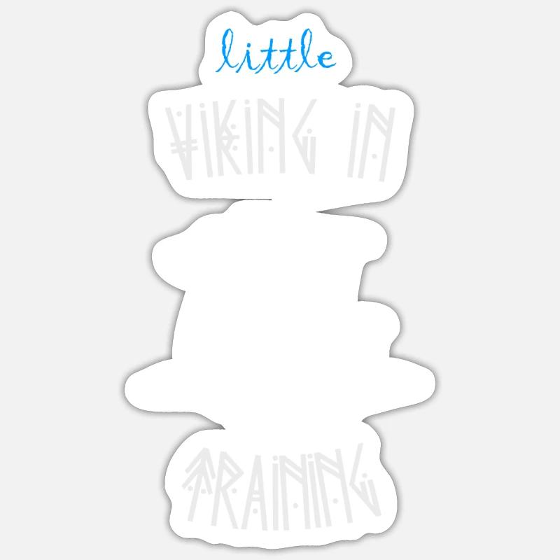 Wikinger - Kleiner Wikinger im Training - Runen - Sticker Größe S (10 x 10 cm) - Mattweiß