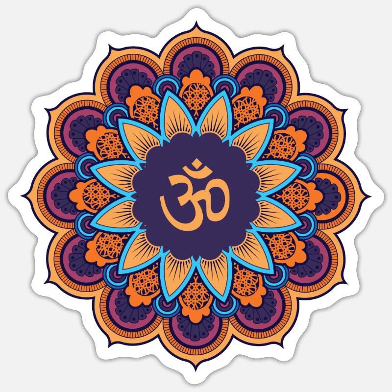 Mandala Citation Om - Sticker taille S (10 x 10 cm) - blanc mat