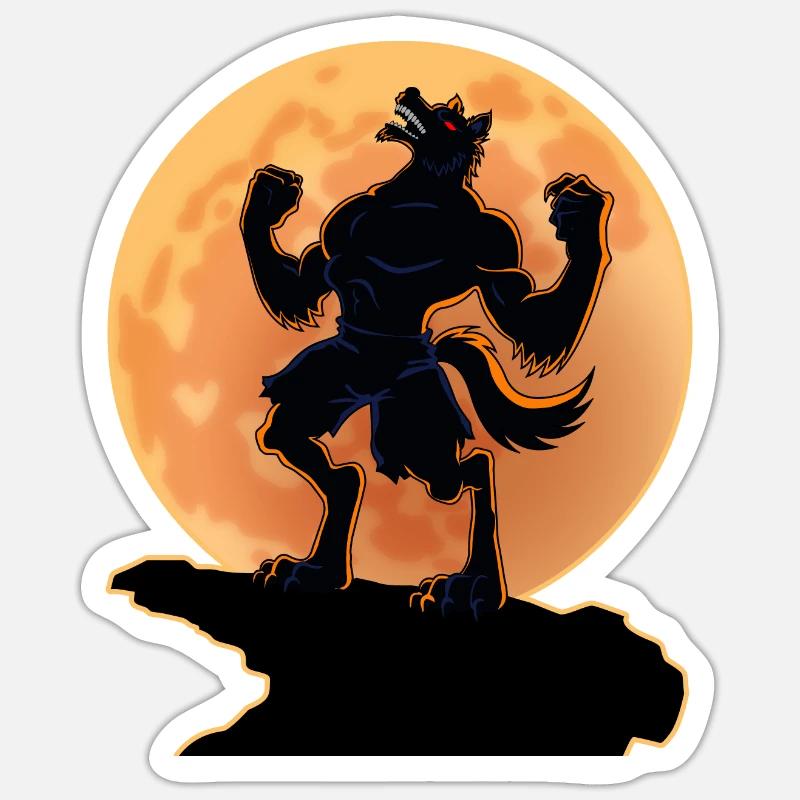 Dunkle Werwolf, Vollmond - Halloween beängstigend Geschenk Sticker Größe S (10 x 10 cm)