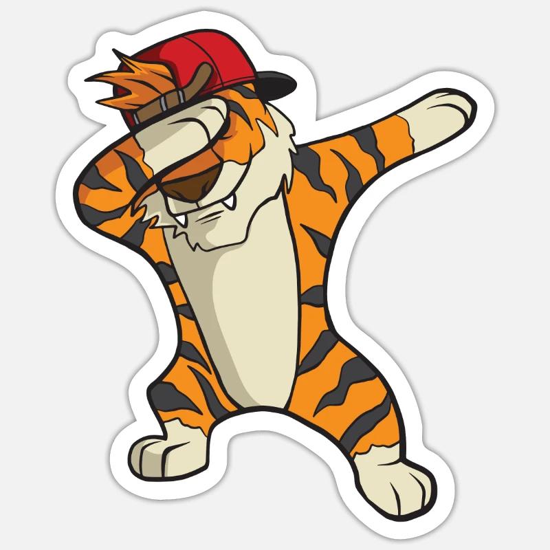 Dabbing Tiger - Sticker Größe S (10 x 10 cm) - Mattweiß