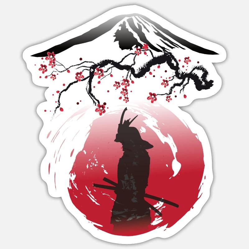 Japan Samurai Art - Sticker Größe S (10 x 10 cm) - Mattweiß