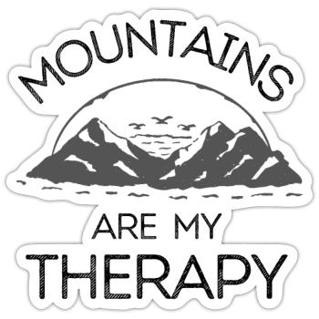 Les montagnes sont ma thérapie - Sticker taille S (10 x 10 cm) - blanc mat - Devant