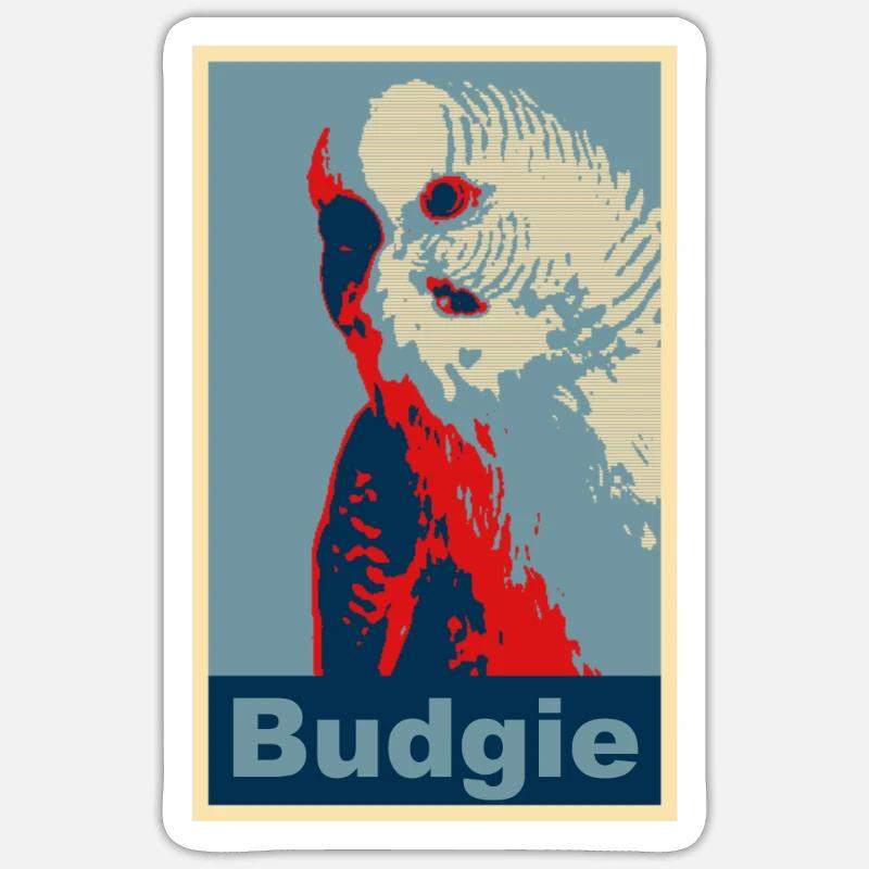 Perruche budgie image - Sticker taille S (10 x 10 cm) - blanc mat