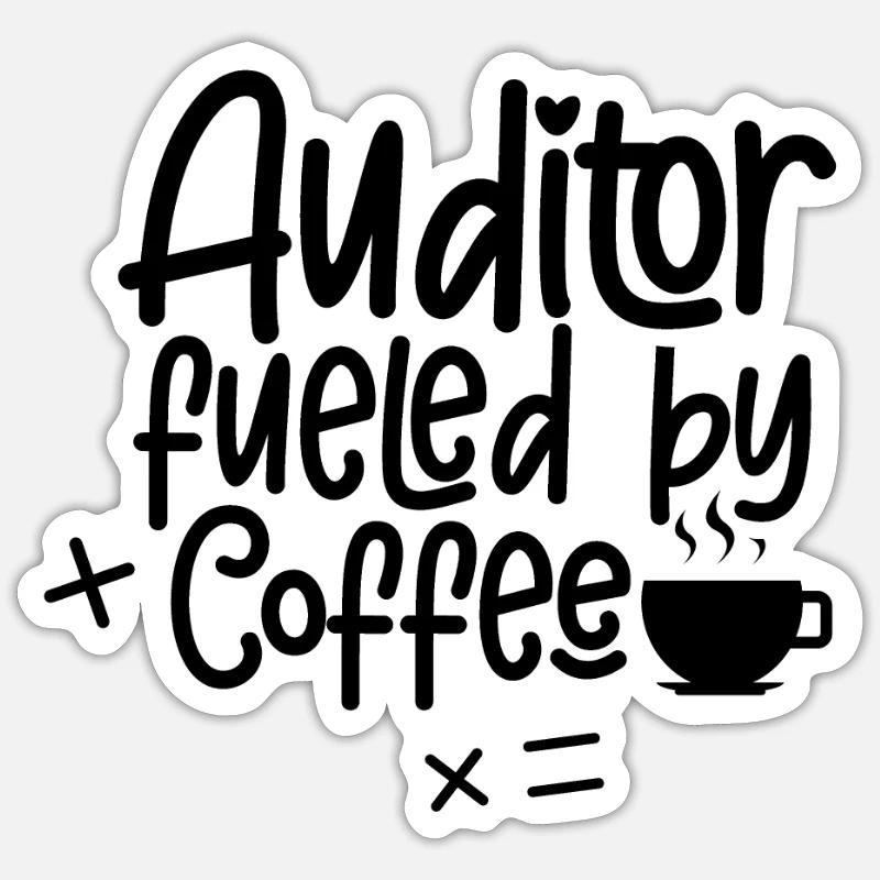 Wirtschaftsprüfer Angetrieben Durch Kaffee Audit - Sticker Größe S (10 x 10 cm) - Mattweiß