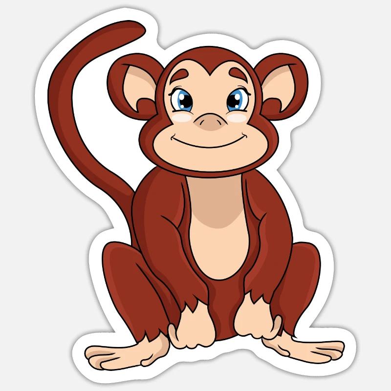 Singe - Sticker taille S (10 x 10 cm) - blanc mat
