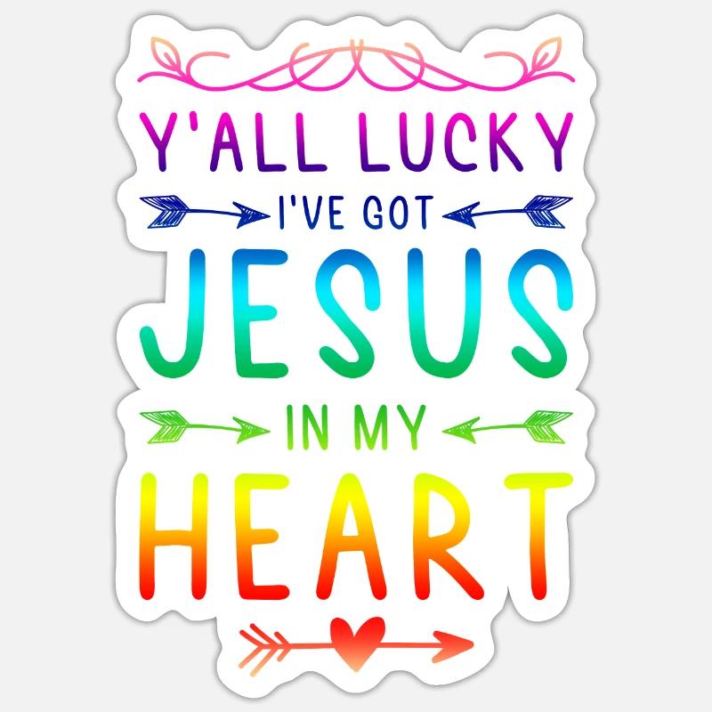 Bible jésus dans le cœur - Sticker taille S (10 x 10 cm) - blanc mat