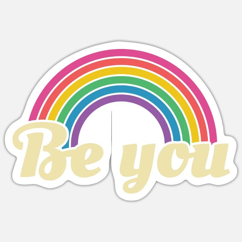 Pride CSD LGBT | Sei du selbst - Sticker Größe S (10 x 10 cm) - Mattweiß