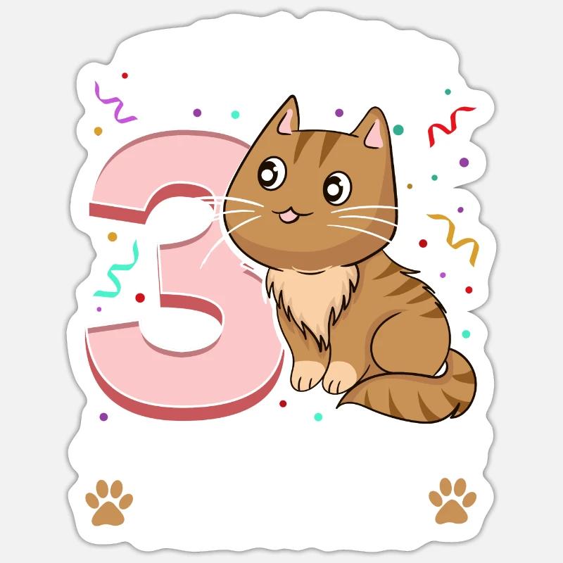 3. Geburtstag Mädchen kleid deko ich bin endlich 3 - Sticker Größe S (10 x 10 cm) - Mattweiß
