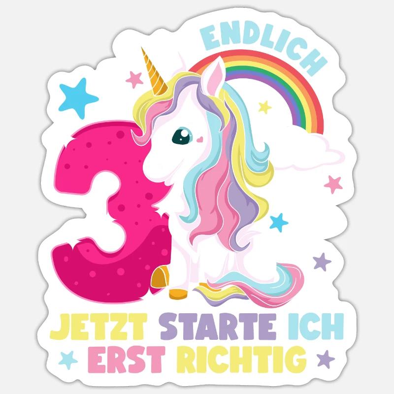 3. Geburtstag Mädchen kleid deko ich bin endlich 3 Sticker Größe S (10 x 10 cm)