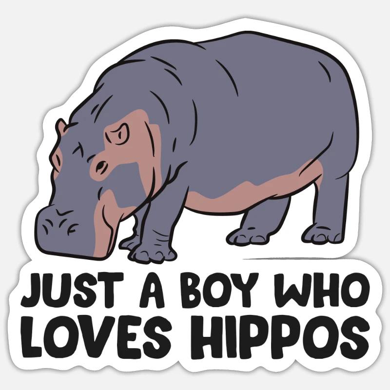 Lustiges Nilpferd Nur ein Junge, der Nilpferde Sticker Größe S (10 x 10 cm)