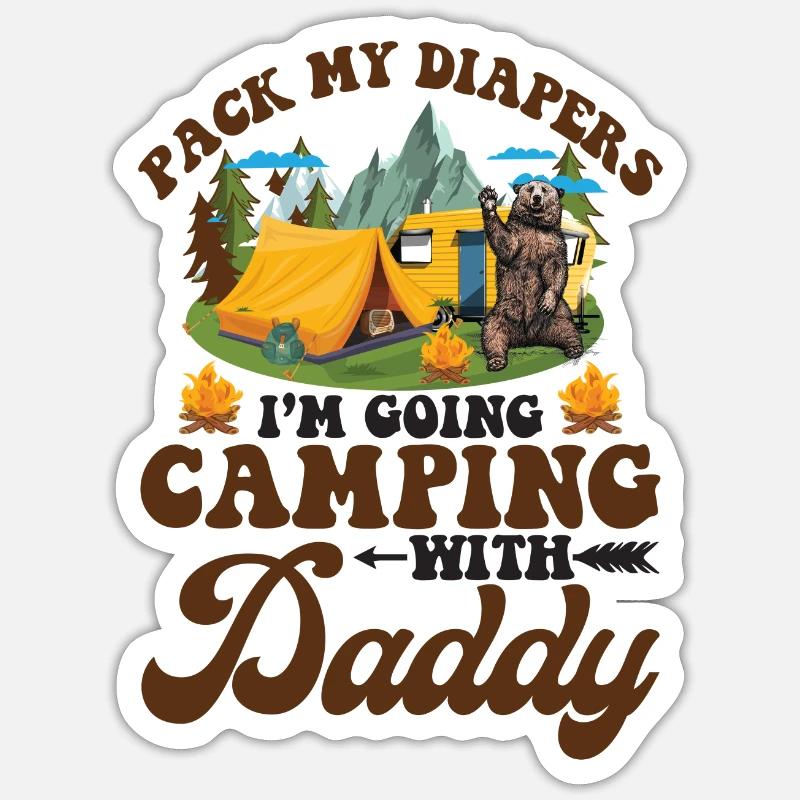 Pack My Diapers I’m Going Camping With Daddy Sticker taille S (10 x 10 cm)