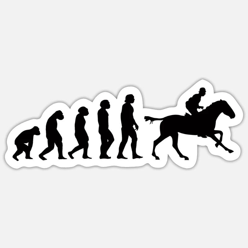 Pferde Reiten Evolution - Sticker Größe S (10 x 10 cm) - Mattweiß