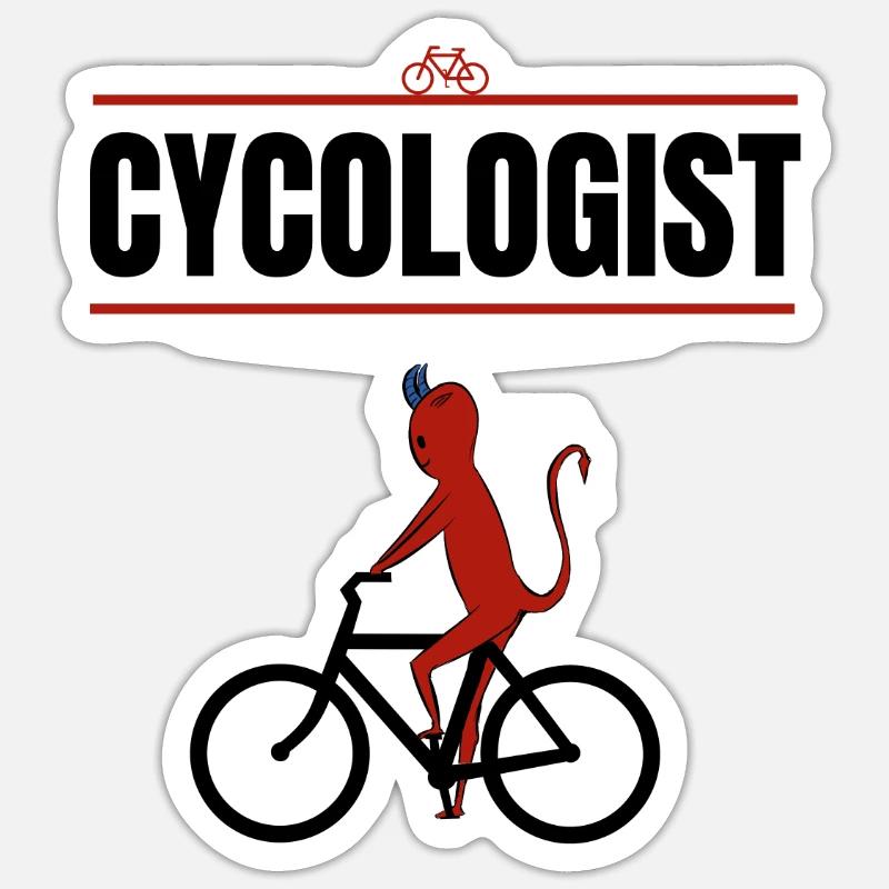 Devil Cycologist - Sticker Größe S (10 x 10 cm) - Mattweiß