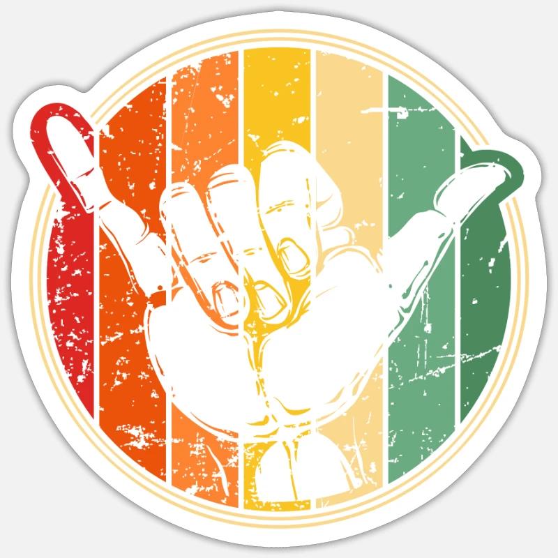 Surf Shaka, Surf-Design - Sticker Größe S (10 x 10 cm) - Mattweiß