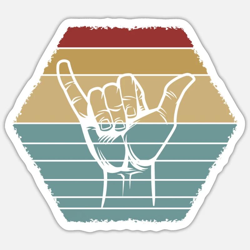 Surf shaka, surf design - Sticker size S (10 x 10 cm) - white matte